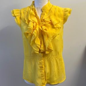 Bright Yellow Ruffled Women’s Tank Top Size L